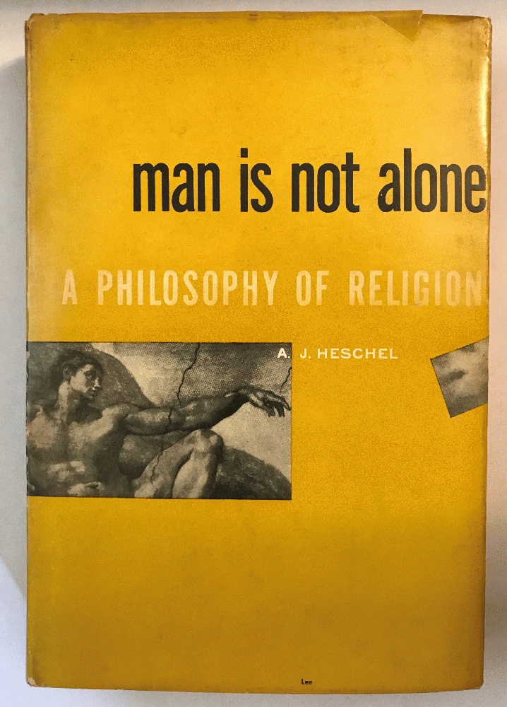 Book Cover-Man is not Alone, golden dust jacket with image of Michaelango's Adam